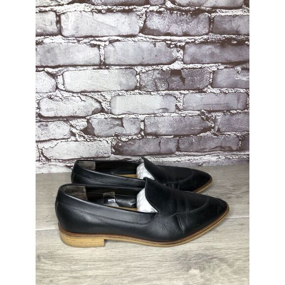 Everlane The Modern Black Leather Slip On Pointed Toe Loafers Women Sz 10M US/41 - Picture 4 of 16